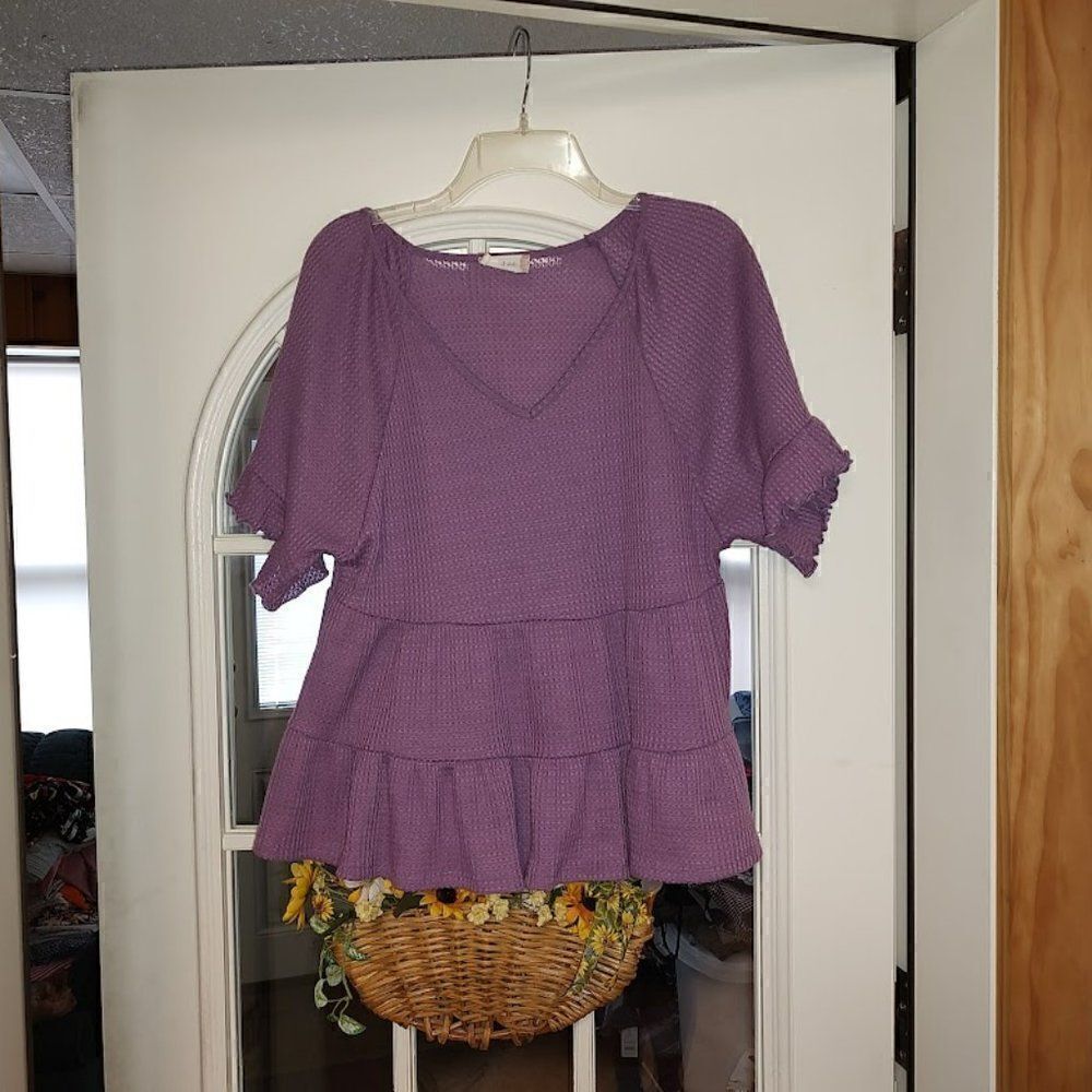 Altar'd State Purple Waffle Knit Top Size Women's Small Worn 1 Time